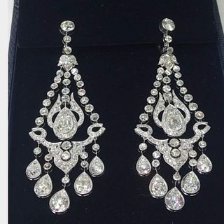 28.50 Ct Diamonds Chandelier Earrings