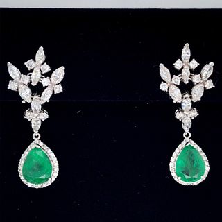 10.00ct Emerald And Diamond Earrings