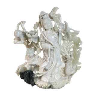 Chinese Carved Jade Quan Yin Sculpture