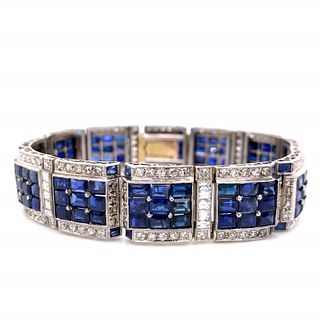 32 Ct French Sapphire Art Deco Bracelet