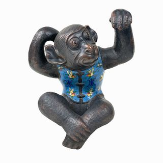 A Chinese Cloissone Monkey Sculpture