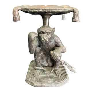Large Maitland Smith Monkey Bronze Garden Seat