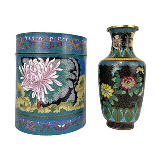 (2) Two Chinese Cloisonne Items