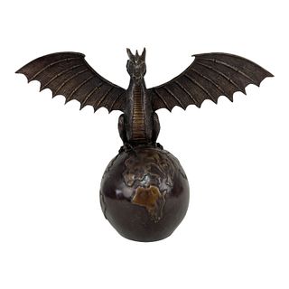 Bronze Sculpture Dragon On Top Of The World Bronze
