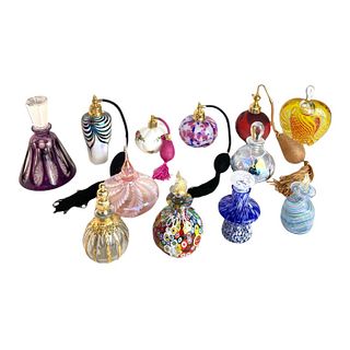 (12) Collection of 12 Art Glass Perfume Bottles