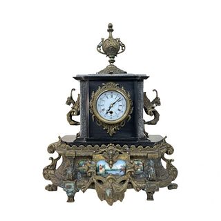 French Marble And Bronze Clock