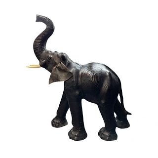 Large Vintage Leather Elephant Sculpture