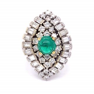 Emerald And Diamond Cocktail Ring