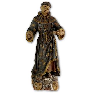 Antique Carved and Painted Wood Santos Figurine.