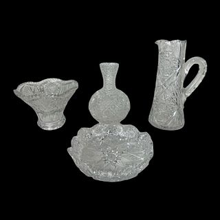 (4) Assorted Cut Crystal Serving