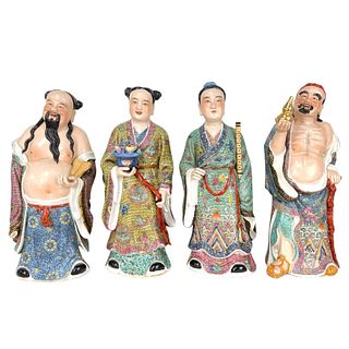 (4) Four Chinese Porcelain Immortal Sculptures