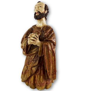 Antique Carved and Painted Wood Kneeling Santos Figurine