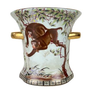 Chinese Monkey Porcelain Urn