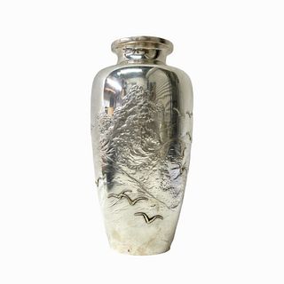 Chinese Export Silver Vase