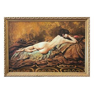 Classical Female Nude Oil Paint Print on Canvas
