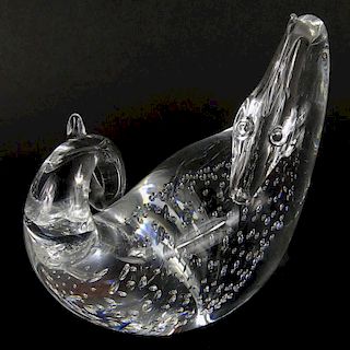 Steuben Glass Loch Ness Monster Figurine. Signed on bottom. Good condition.