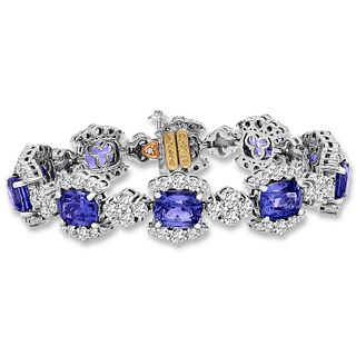 GIA Cert. Ceylon Sapphires, Diamond, Gold Bracelet