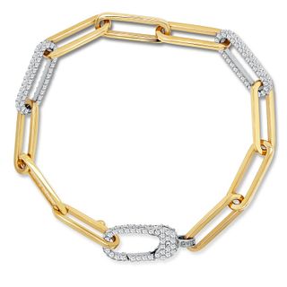 Yellow Gold Diamond Paper Clip Link Bracelet