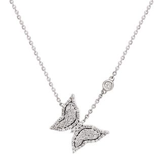 White Gold Diamond Butterfly Pendant Necklace