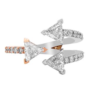 White Pink Gold Trillion Cut Diamond Cocktail Ring