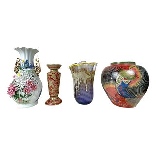 Assorted Art Glass Porcelain And Ceramic Vases