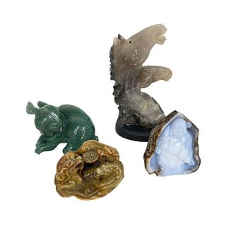 (4) Four Chinese Carved Gemstone And Hard stone