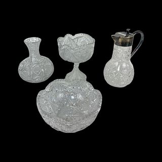 (4) Assorted cut crystal Serving