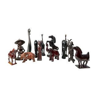 (13) Thirteen African And Chinese Wood Carvings