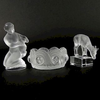 Lot of Three (3) Lalique Crystal Items.