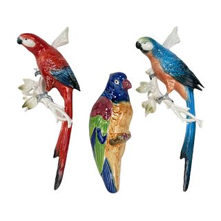 (3) Three European Parrot porcelain Figures