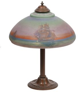 Durand Reverse Painted Shade Pairpoint Style Lamp