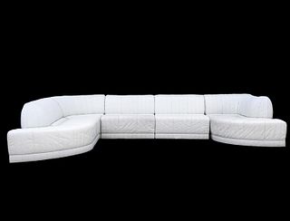 Vintage White Leather Roche Bobois Sectional Sofa
