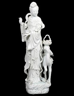 Large Blanc de Chine Chinese Porcelain Figurine