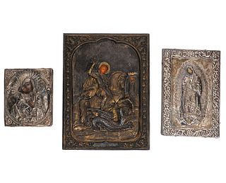 Group of 3 Silver Russian Icons