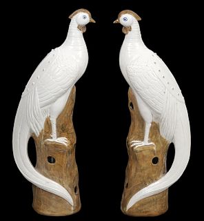 Pr. Chinese White Porcelain Birds