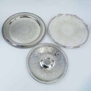 Lot of Chased Silverplate Serving Trays.