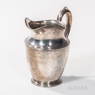 Wallace Silversmiths Sterling Silver Trophy Pitcher, Wallingford, Connecticut, mid-20th century, inscribed "Raynham's Beau Memorial Tro