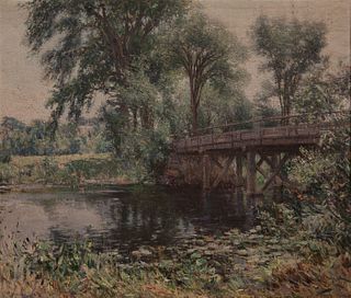 John McLure Hamilton (American, 1853-1936), View of the North Bridge, Signed faintly "...Hamilton" along bottom edge l.r., Condition: S