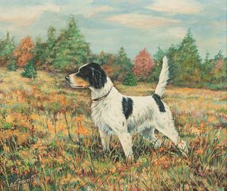 Clarence Calhoun Fawcett (American, 1902-1988), "Cloudburst"/Field Trial English Setter Owned by Harry Townshend, Jr., Signed and dated