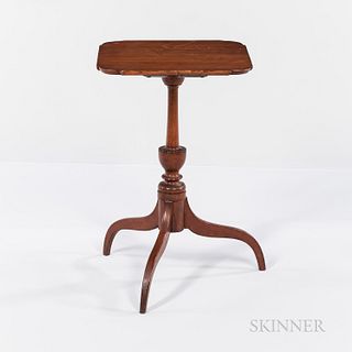 Federal-Style Cherry Candlestand, America, c. 1820, square top on a turned support with tripod legs, ht. 27, wd. 16 1/2, dp. 16 in. Pro