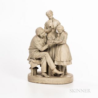 John Rogers Figure Group, New York, painted plaster with titled depiction of The School Examination, ht. 20 in. Provenance: Townshend C