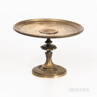 Bronze Classical Revival Tazza, figural medallion to the center, dish dia. 9 7/8, ht. 7 in. Provenance: Townshend Collection.