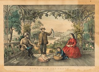Currier & Ives, Publishers (American, 19th Century), Home from the Brook/The Lucky Fishermen, Titled, identified, and dated "...1867" w
