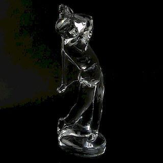Baccarat Crystal Male Golfer Figurine. Signed with Baccarat logo.