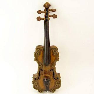 Miniature Antique German Carved Wood Violin.