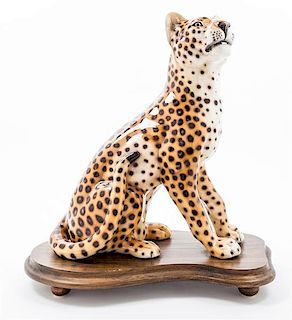 A Ceramic Model of a Leopard. Height 14 3/4 inches.