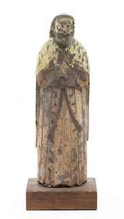 A Continental Carved Wood Santo Figure Height 13 3/4 inches.