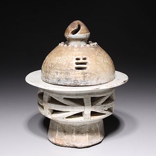 Korean White Glazed Ceramic Covered Incense Burner