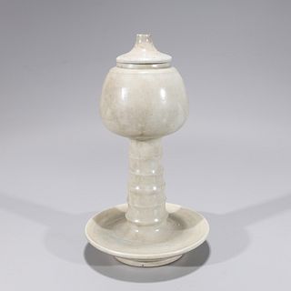 Korean White Glazed Ceramic Oil Lamp