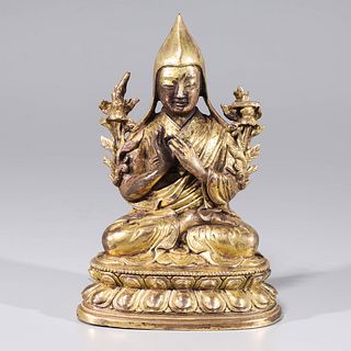 Sino-Tibetan Gilt Bronze Seated Figure